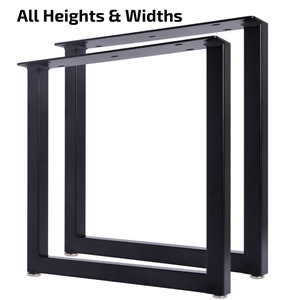 U-Shaped Metal Table Legs (Set of 2) – Square Tubing, 10"–35" Height, Modern Steel Legs for Desks, Benches & Tables