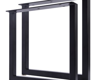 U-Shaped Metal Table Legs (Set of 2) – Square Tubing, 10"–35" Height, Modern Steel Legs for Desks, Benches & Tables