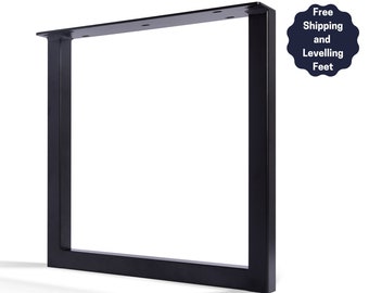 U Shaped Legs - Set(2) of Square Tubed Metal Table Legs (10" - 35" ) - Raw Steel U-Frame - Perfect for DIY Table Bench or Farmhouse Table