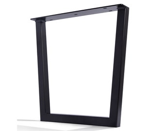 Set of 2 Black Trapezoid Metal Table Legs – Tapered Desk, Dining, Coffee Table Bases