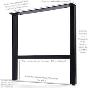 H-Frame Metal Table Legs Set of 2 (10" - 35") for Dining, Coffee or Sofa Tables, Desks or Benches - Straight/Square bild 2