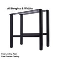 H-Frame Metal Table Legs Set of 2  (10" - 35")  for Dining, Coffee or Sofa Tables, Desks or Benches - Straight/Square