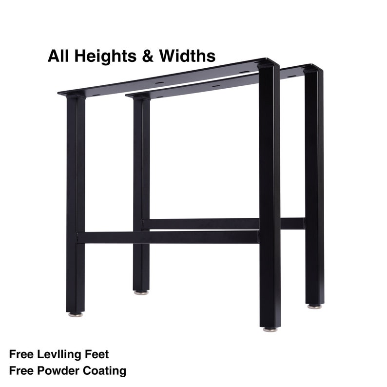 H-Frame Metal Table Legs Set of 2 (10" - 35") for Dining, Coffee or Sofa Tables, Desks or Benches - Straight/Square bild 1