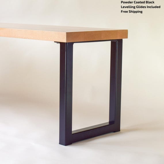 2x U Shaped Legs of Square Tubed Metal Table Legs (10" - 35" ) - Matte Black Steel U-Frame - Perfect for Side Table, Ikea Hacking