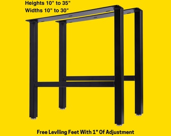 H-Frame End Base Metal Table Legs Set of 2  (10" - 35")  for Live Edge Wood, Harvest Table, Wedding Table