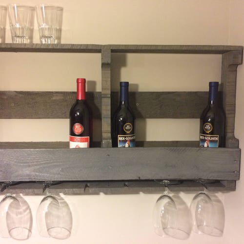 Rustic Wood Wine Rack Wine Rack Corner Wine Rack Floating Etsy