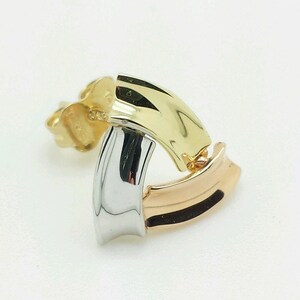 14k Gold Tricolor Triangle Love Knot Stud Earrings 12mm Mothers day Gift Sale