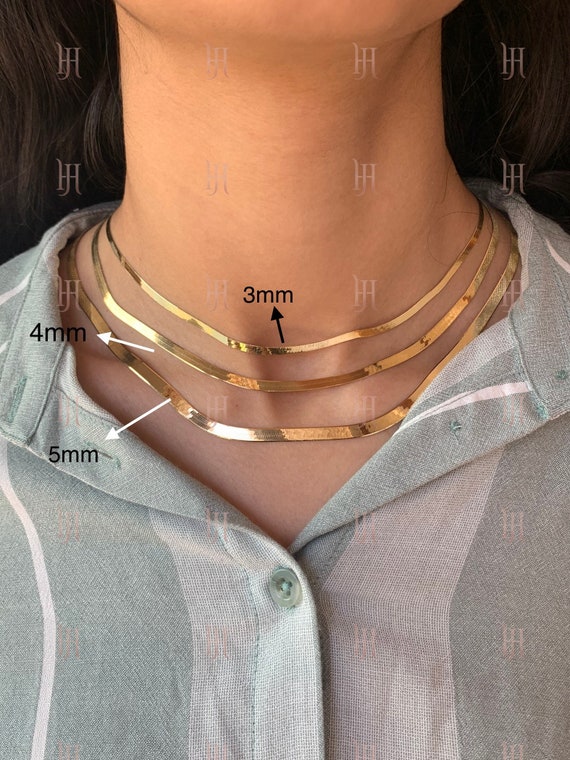 Double Layered Gold Herringbone Chain Necklace | Alexandra Marks Jewelry