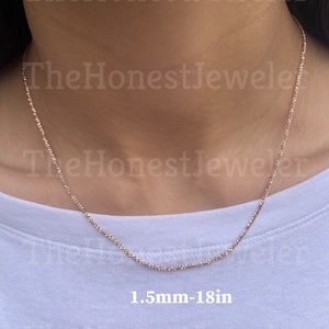 14k Solid Yellow, White or Rose Gold Diamond Cut Sparkle Necklace Chain ...