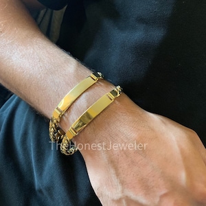 14k Yellow Gold Miami Cuban Men&#39;s Bracelet, Engravable Bracelet/Custom Name Bracelet/ ID bracelet,Personalized Gift,For Men