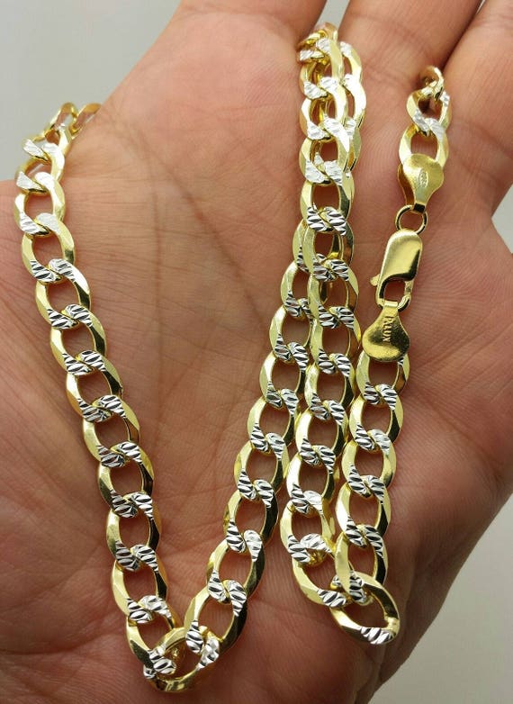 Sterling Silver 5.5mm Cuban Curb Link Diamond Cut Pave Italian Chain Necklace