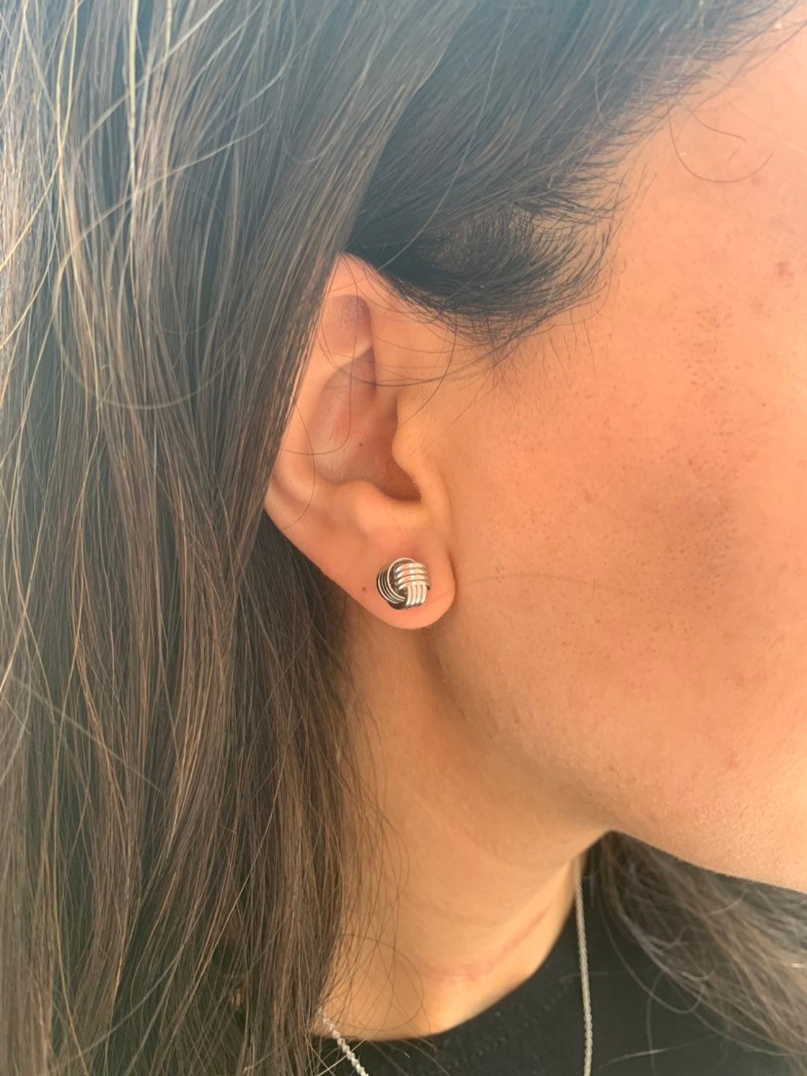 925 Sterling Silver Ribbon Love Knot Stud Earringssilver Knot Etsy