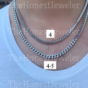 925 Solid Italian Sterling Silver Square Box Franco Bracelet/Chain 4.0mm, 4.5mm, Fathers Day Gift/Best Selling Sale