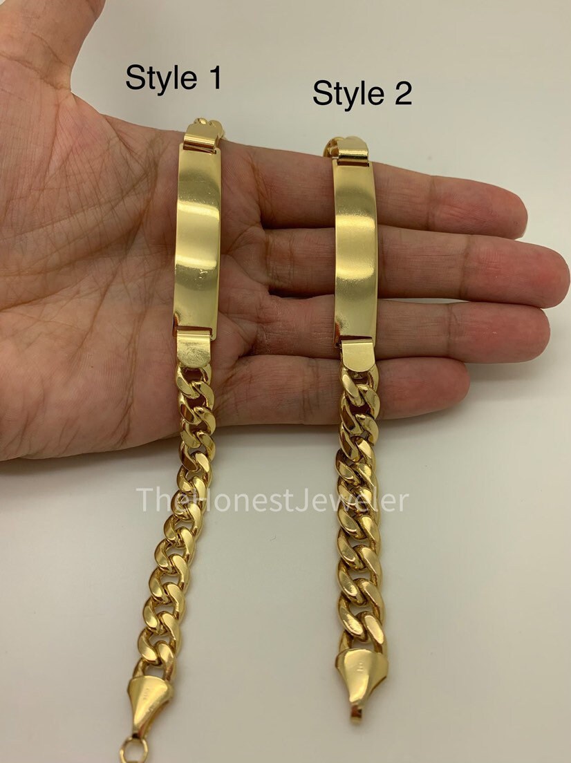 14k oro Cuban hombres pulsera pulsera - España