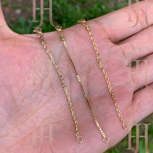 14k Solid Gold Extendable Box chain, Cable chain Extender,Rope chain,removable extender,3 inch extender