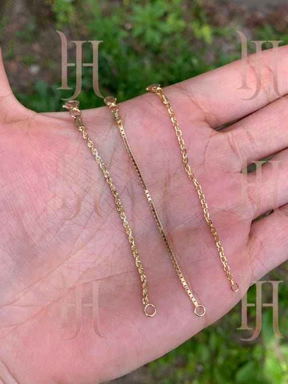 14k Solid Gold Extendable Box Chain Cable Chain Extender rope