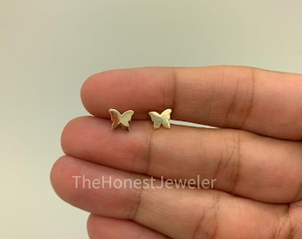 14k Solid Yellow Gold Mini Butterfly Studs,Butterfly Earrings,Dainty Earrings,Minimalist Studs, Best Selling Earrings,Gift for her, Sale