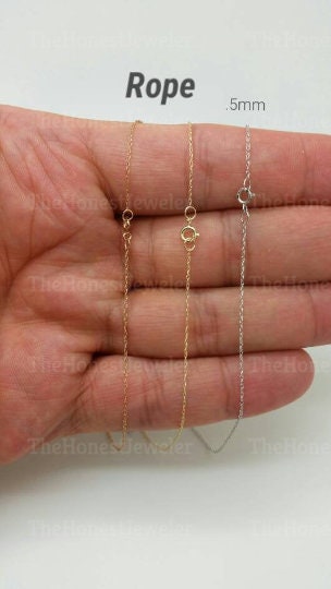 14k Solid Yellow Rose White Gold Box or Rope Necklace Chain - Etsy