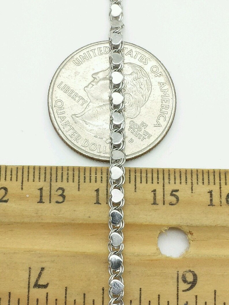 14k Solid White Gold Heart Link Bracelet Chain 7 2.9mm Women Mothers day Gift Sale