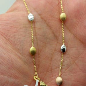 14k White Yellow Rose Gold Tri Color Pebble Cable Chain Anklet 10 Sale Summer Anklet Best Selling image 2