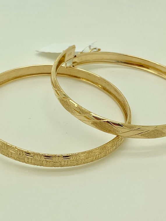 10k Yellow Gold Bangle Bracelet,diamond Cut Bangle,stacking 10k Yellow Gold Bangle Bracelet,diamond Cut Bangle,stacking