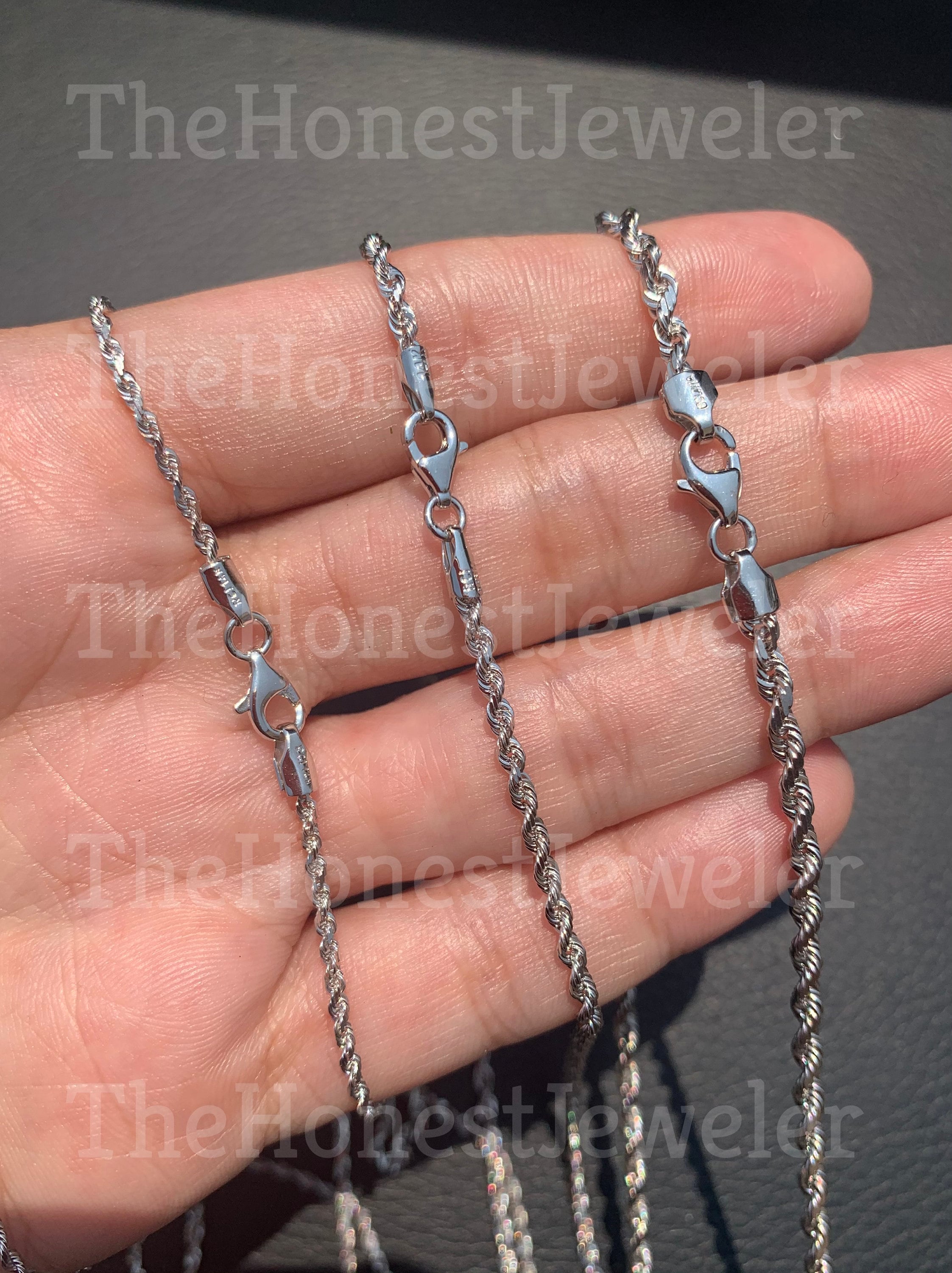 14k Solid White Gold Diamond Cut Twist Rope Chain Royal Rope Etsy