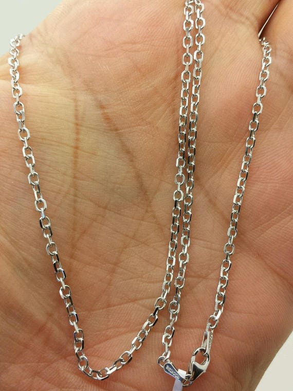 14k White Gold 1.4mm Polished Cable Link Chain Necklace 16-30