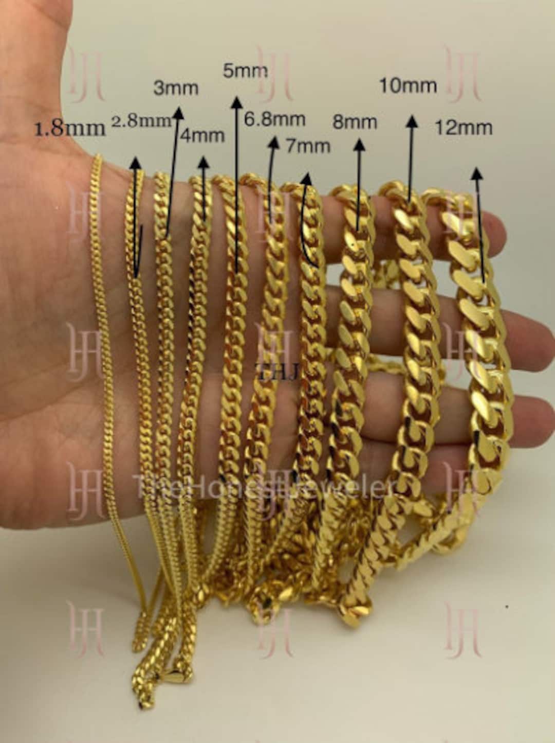 925 Sterling Sliver 14k Plated Miami Cuban Chain Mens Chain 1.8mm 2.8mm 3mm 4mm 5mm 6.8mm 7mm 8mm 9.6mm 12mm layering Chain sale Etsy