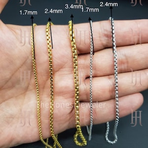 14k Yellow/White Gold Round Box Link Necklace Pendant Chain 1.4mm, 1.7mm, 2.4mm, 3.4mm Sale