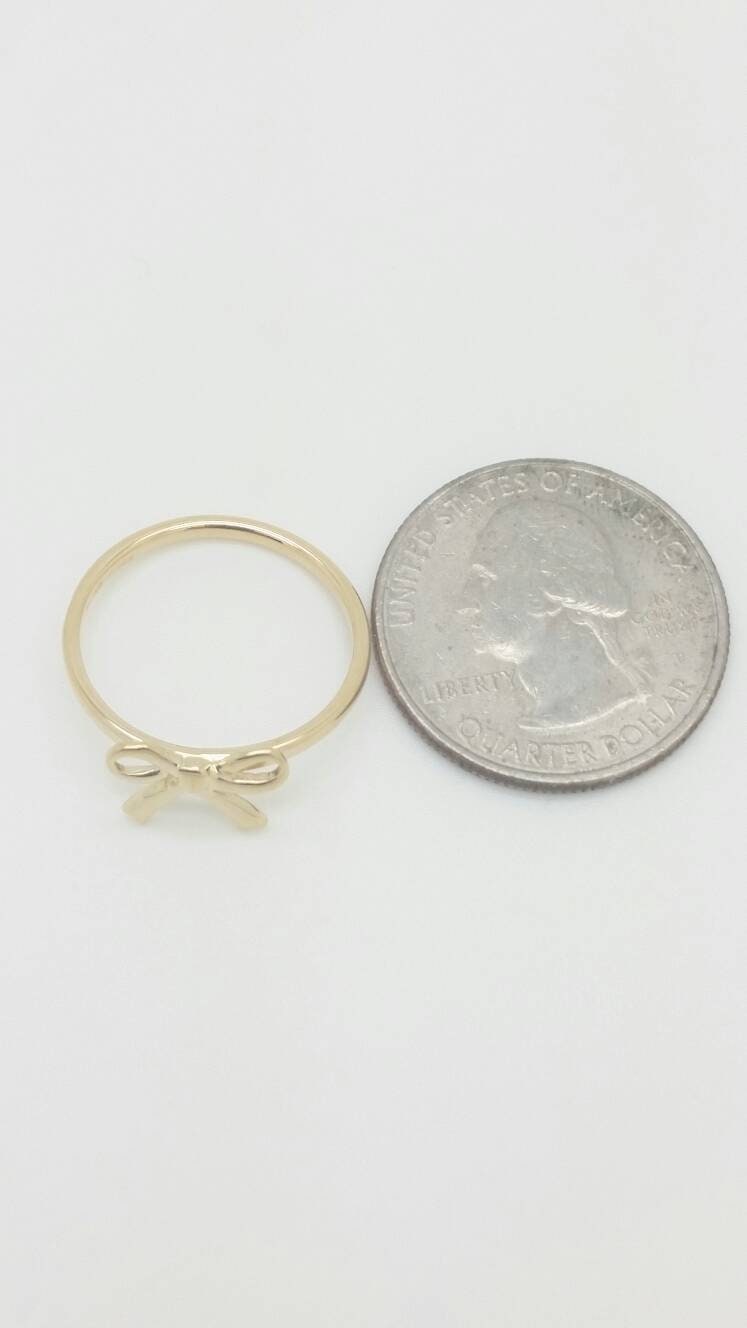 14k Solid Yellow Gold Mini Bow Ring Bow Tie Ring14k Knot - Etsy