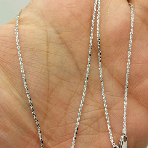 14k Solid White Gold Diamond Cut 