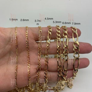 10k Solid Yellow Gold Figaro Link Necklace/Bracelet/Anklet Chain, Everyday Chain,Real Gold Chain,  7&quot;-30&quot; Gift/Best Selling, Sale