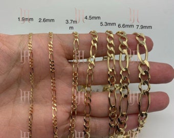 10k Solid Yellow Gold Figaro Link Necklace/Bracelet/Anklet Chain, Everyday Chain,Real Gold Chain,  7"-30" Gift/Best Selling, Sale