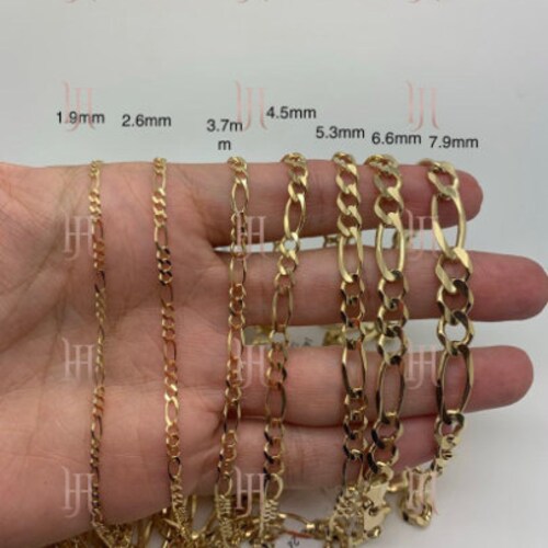 10k Solid Yellow Gold Figaro Link 