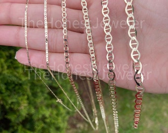 14k Solid Yellow Gold Mariner Anchor Necklace Chain 7"-30", Unisex Flat Chain, Mariner Necklace/Bracelet/Anklet Gift/Best Selling Sale