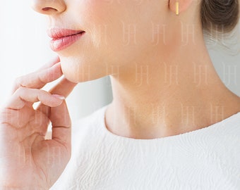 14K Gold Medium Polished Bar Stud Earring,Everyday Earrings,Birthday Gift,Anniversary,Polished Gold Earrings