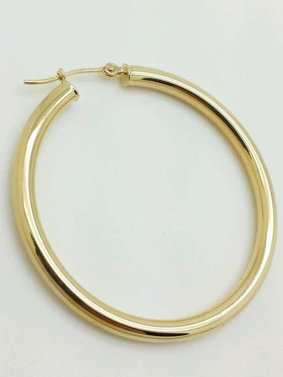 40mm x 3mm Mia Diamonds 10k Yellow Gold Polished 3mm Round Hoop Earrings