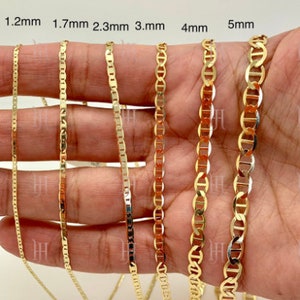 10k Solid Gold High Polish Mariner Anchor Chain,Mariner Link Necklace, Mariner Anklet, Mariner Bracelet,1.2mm,1.7mm,2.3mm,3mm,4mm,5mm