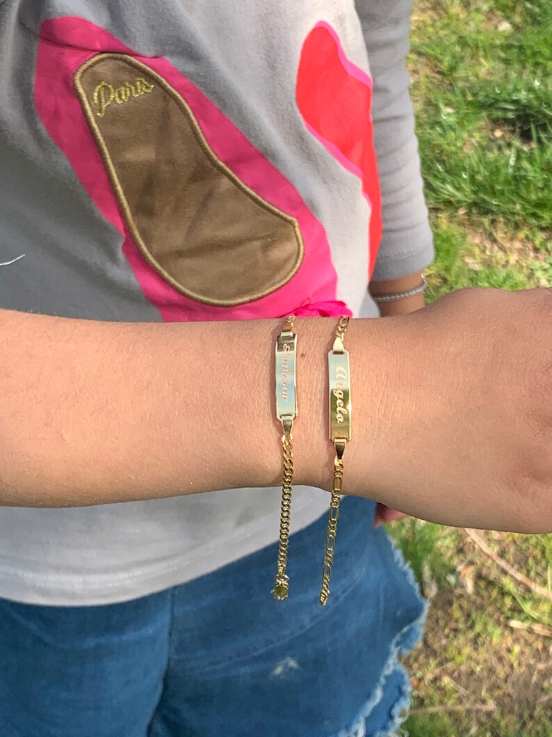 10k Solid Gold Figaro Cuban Link Baby ID Bracelet Pave Cuban Etsy