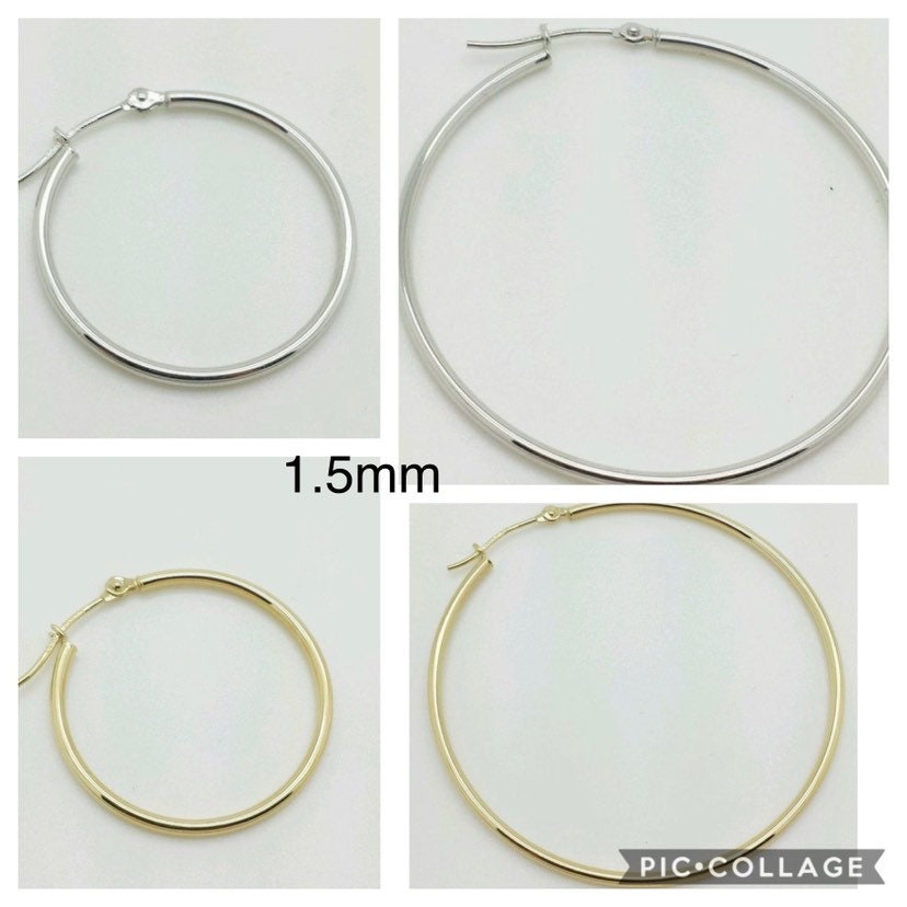 14k Solid Gold Hoops,small Hoops, Medium Hoops, Large Hoops