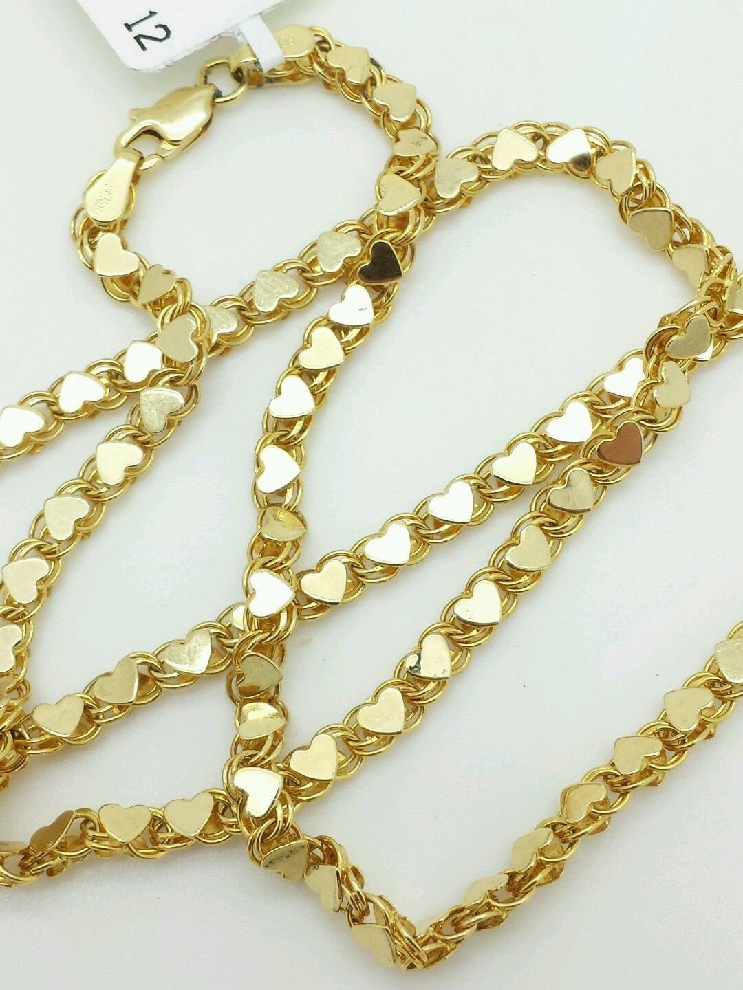 14k Solid Yellow Gold Heart Link 
