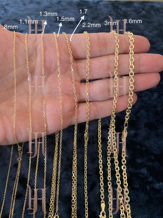 14K Yellow Gold 1.1mm Flat Cable Chain - Various Sizes 14K Yellow Gold 1.1mm Flat Cable Chain - Various Sizes