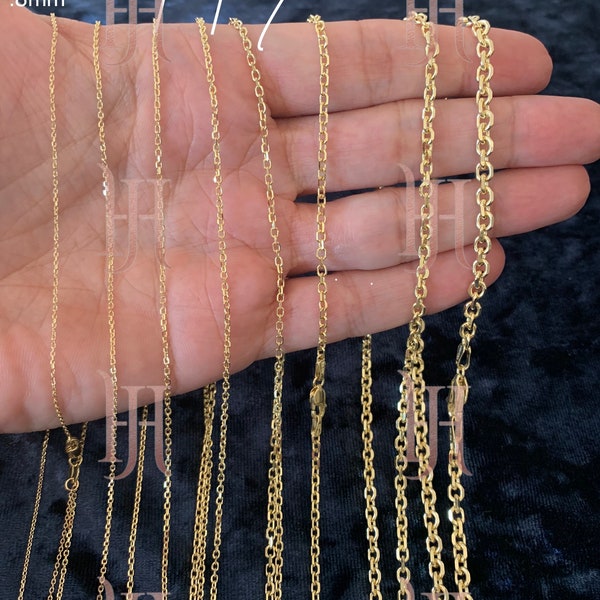 14k Solid Yellow Gold High Polish Cable Link Pendant Necklace Chain, Diamond Cut Cable Chain, Gold Link Necklace, Perfect Gift//Sale