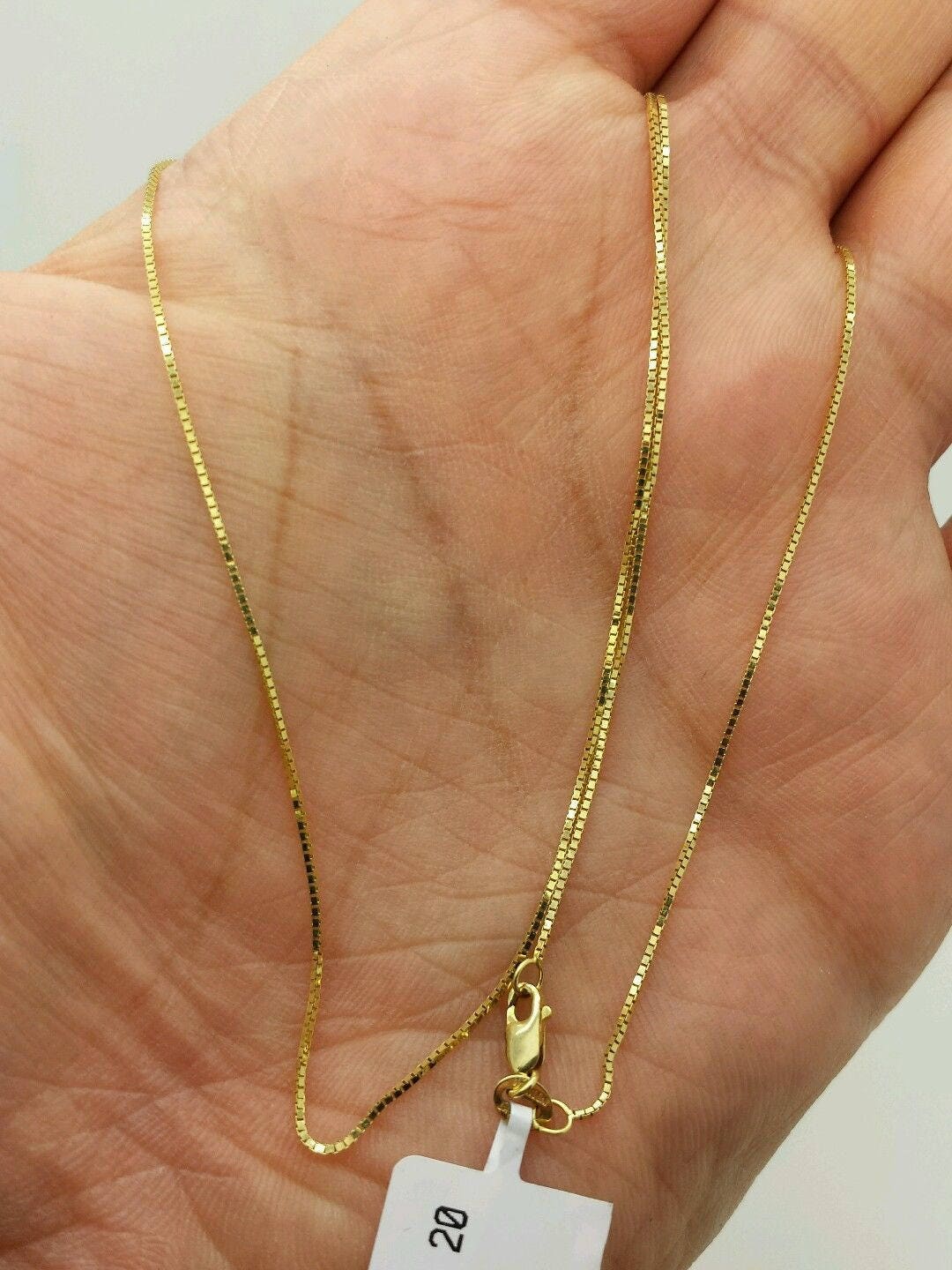 14k Solid Yellow White Rose Gold Box Link Necklace Pendant Chain .7mm ...