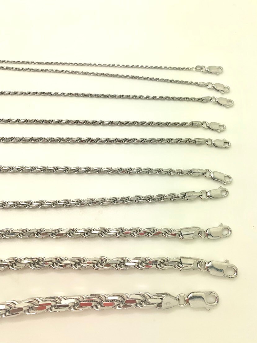 thumbnail image 2 of Goldum NYC Rhodium Rope Chain – Solid Sterling Silver 925 Made In Italy – All Sizes Available 2 of 6