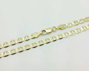 14K Gold Plated Yellow Mariner Anchor Chain Necklace - 7mm-9mm Links, Lobster Clasp, Unisex
