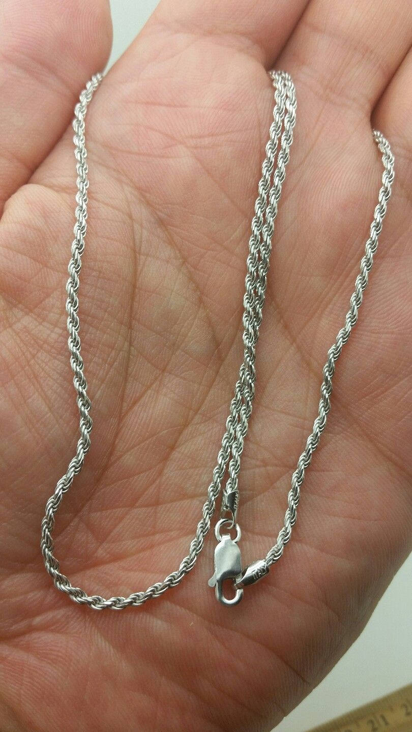 925 Sterling Silver Italian Solid Twist Rope Necklace Chain