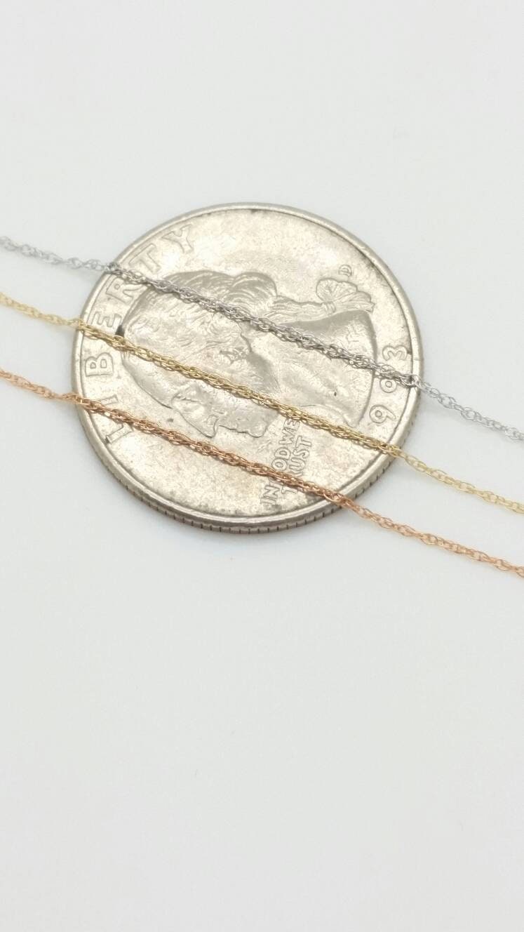 14k Solid Yellow Rose White Gold Box or Rope Necklace Chain .5mm ...