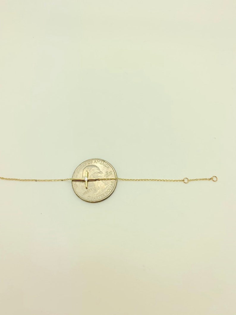 14k Solid Yellow Gold Baby Side Cross Bracelet,Religious Bracelet for Child,Christmas Gift,Baptism Gift,Children/'s Jewelry,Sale