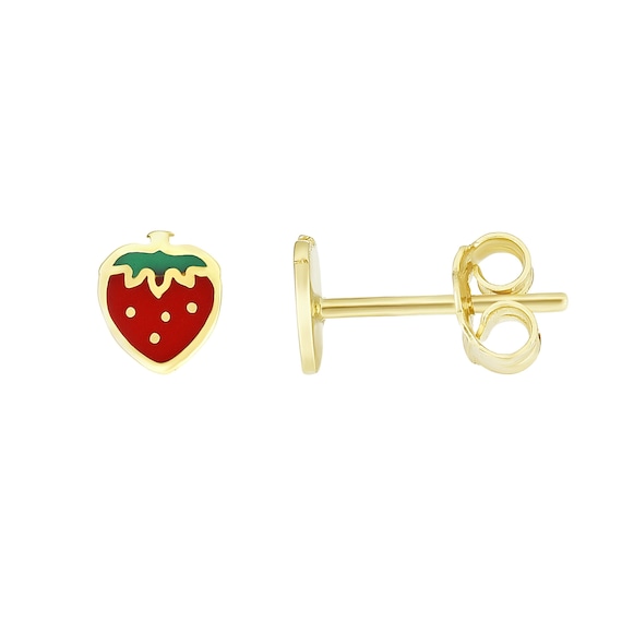 Sterling Silver One Enamel Strawberry Stud Earring | Claire's